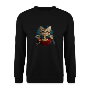 Manga Anime Ramen Nouilles Chat Japon Kawaii Rétro - Sweat-shirt Unisexe - noir - Devant - Alina (178cm) & Michal (187cm)