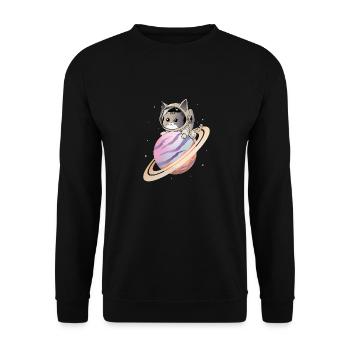 Space Cat - Unisex Sweatshirt - black - Front - Alina (178cm) & Michal (187cm)