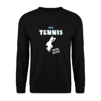 Tennis Oster Outfit Ostergeschenk Tennisspieler - Unisex Pullover - Schwarz - Vorne - Alina (178cm) & Michal (187cm)
