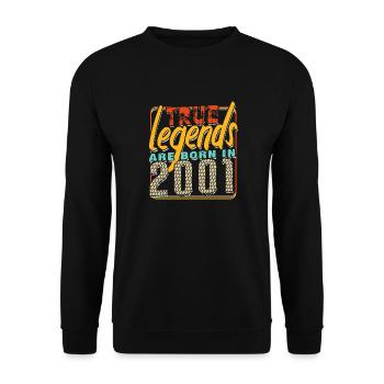 Wahre Legenden werden im Jahr 2001 geboren Vintage Geburtstag - Unisex Pullover - Schwarz - Vorne - Alina (178cm) & Michal (187cm)