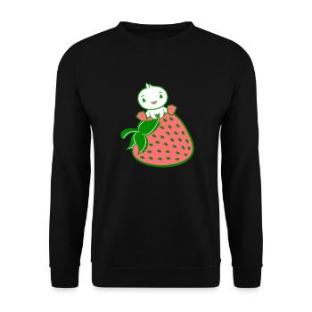 Duck Sitting Large Strawberry Fruit Delicious Healthy Sweet - Unisex Sweatshirt - black - Front - Alina (178cm) & Michal (187cm)