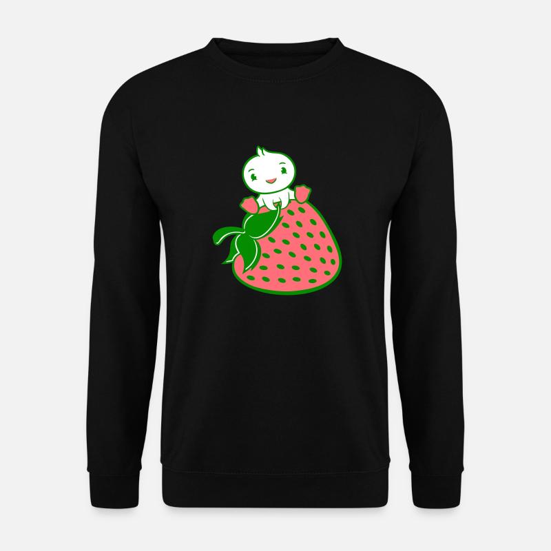 Ente sitzt große Erdbeere Frucht lecker Gesund süß - Unisex Pullover - Schwarz