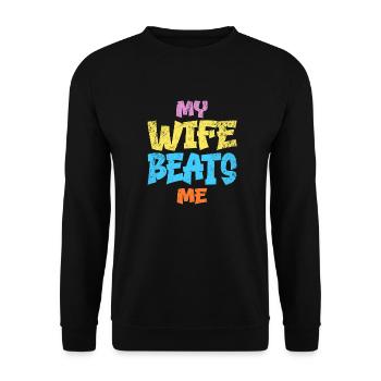 My Wife Beats Me at Every Game Funny Joke Husband - Unisex Sweatshirt - black - Front - Alina (178cm) & Michal (187cm)