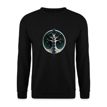 Teal Harmony, Mystical Tree of Life - Unisex Sweatshirt - black - Front - Alina (178cm) & Michal (187cm)