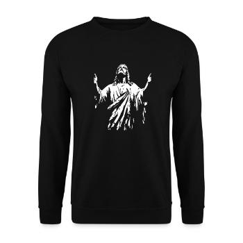 Jesus Christus Gott Christlich - Unisex Pullover - Schwarz - Vorne - Alina (178cm) & Michal (187cm)