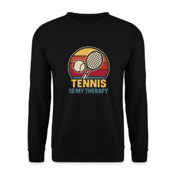 Tennis ist meine Therapie – Retro-Stil - Unisex Pullover - Schwarz - Vorne - Alina (178cm) & Michal (187cm)