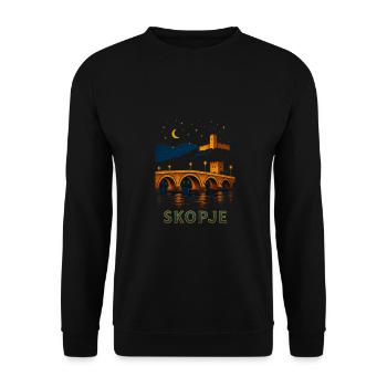 Skopje Mazedonien Nordmazedonien - Unisex Pullover - Schwarz - Vorne - Alina (178cm) & Michal (187cm)
