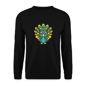 Pfau - Unisex Pullover - Schwarz - Vorne - Alina (178cm) & Michal (187cm)
