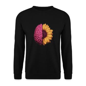 Neurodivergent Autismus ADHS Sonnenblume Gehirn - Unisex Pullover - Schwarz - Vorne - Alina (178cm) & Michal (187cm)