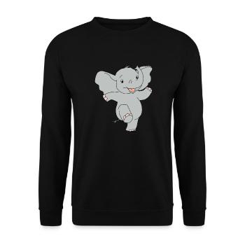 Cute Dancing Elephant – Funny Cartoon Motif - Unisex Sweatshirt - black - Front - Alina (178cm) & Michal (187cm)