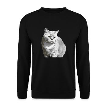 British Shorthair Chat Blanc Chat Chat Blanc Chaton - Sweat-shirt Unisexe - noir - Devant - Alina (178cm) & Michal (187cm)