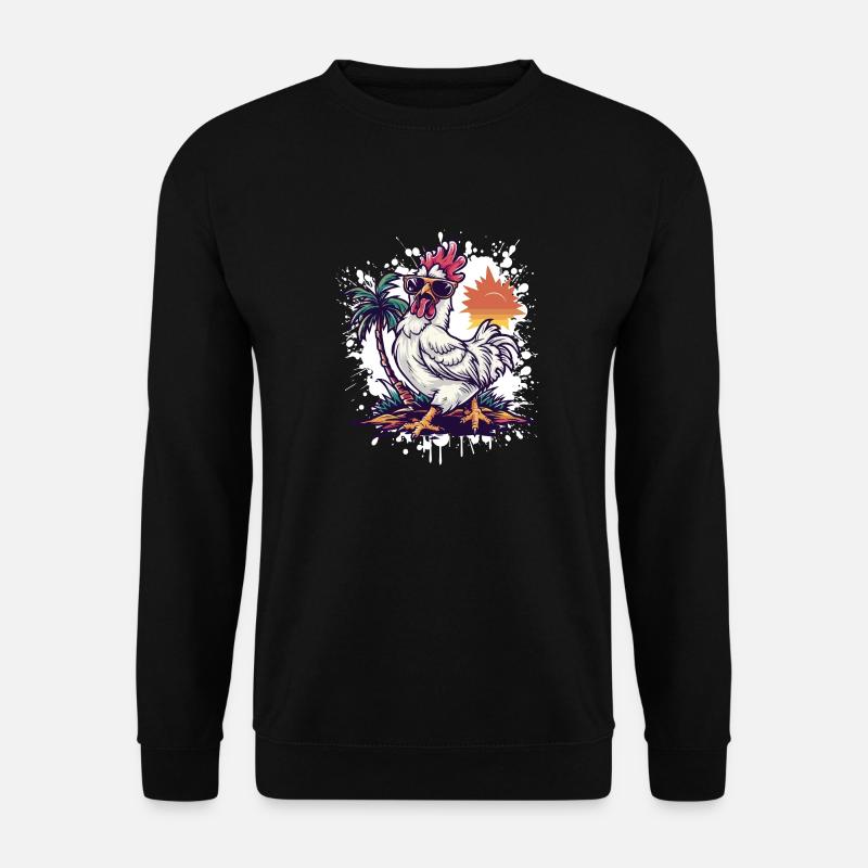 Hahn Insel Palme - Unisex Pullover - Schwarz