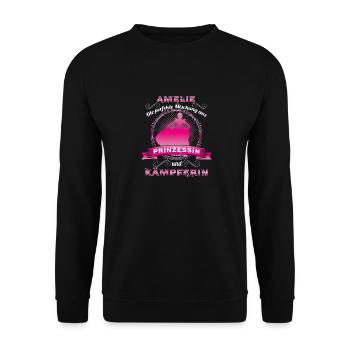 Geschenk Perfekte Mischung aus Prinzessin Amelie - Unisex Pullover - Schwarz - Vorne - Alina (178cm) & Michal (187cm)