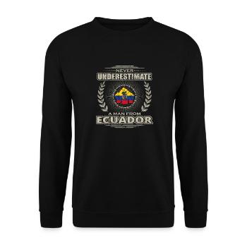 Never Underestimate Man ECUADOR png - Unisex Pullover - Schwarz - Vorne - Alina (178cm) & Michal (187cm)