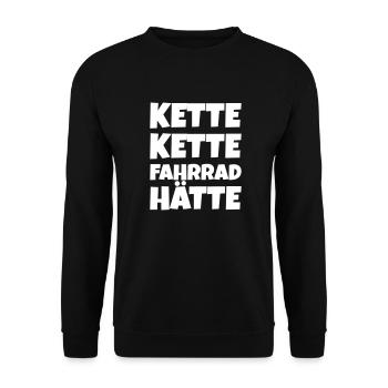 Spruch zur Fahrradkette: Kette Kette Fahrrad hätte - Unisex Pullover - Schwarz - Vorne - Alina (178cm) & Michal (187cm)