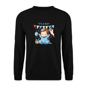 It s a Boy - Unisex Pullover - Schwarz - Vorne - Alina (178cm) & Michal (187cm)