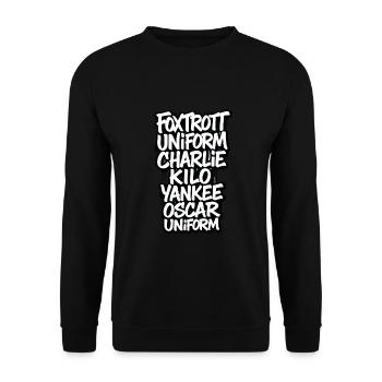 Foxtrott Uniform Charlie Kilo - Unisex Pullover - Schwarz - Vorne - Alina (178cm) & Michal (187cm)