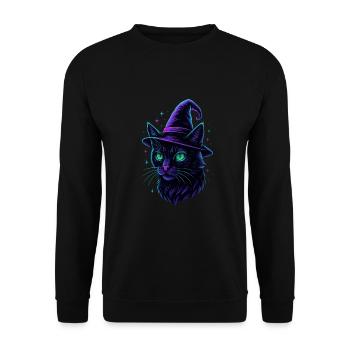 Chapeau de sorcière de chat - Sweat-shirt Unisexe - noir - Devant - Alina (178cm) & Michal (187cm)