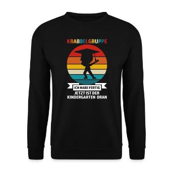 Kindergarten Anfang Kita-Start Geschenk - Unisex Pullover - Schwarz - Vorne - Alina (178cm) & Michal (187cm)