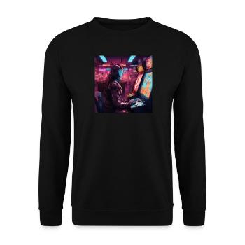 RetroGaming - Unisex Pullover - Schwarz - Vorne - Alina (178cm) & Michal (187cm)