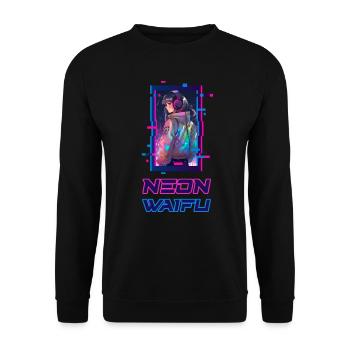 Cyber Futuristic Girl 2 - Anime Shirt - Unisex Pullover - Schwarz - Vorne - Alina (178cm) & Michal (187cm)