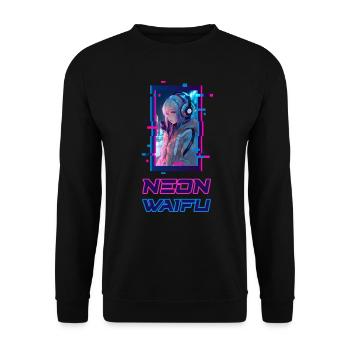 Cyber Futuristic Girl - Anime Shirt - Unisex Pullover - Schwarz - Vorne - Alina (178cm) & Michal (187cm)