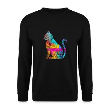 Idée cadeau fleurs de chat - Sweat-shirt Unisexe - noir - Devant - Alina (178cm) & Michal (187cm)