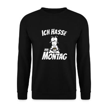 Ich hasse den Montag - Unisex Pullover - Schwarz - Vorne - Alina (178cm) & Michal (187cm)