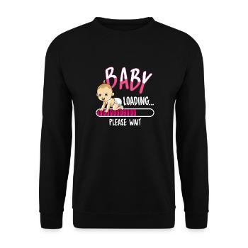 Baby Girl Loading Schwangerschaft Mädchen lädt - Unisex Pullover - Schwarz - Vorne - Alina (178cm) & Michal (187cm)