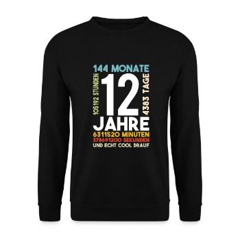12 Year Birthday Twelve Child Cool on It Gift - Unisex Sweatshirt - black - Front - Alina (178cm) & Michal (187cm)