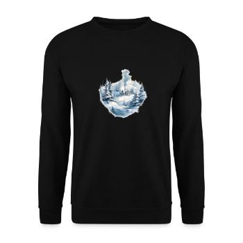 Winter's Day with Snow, Smoke, Trees and Christmas - Unisex Sweatshirt - black - Front - Alina (178cm) & Michal (187cm)