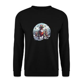 Dinos in winter or Christmas celebrate Christmas - Unisex Sweatshirt - black - Front - Alina (178cm) & Michal (187cm)