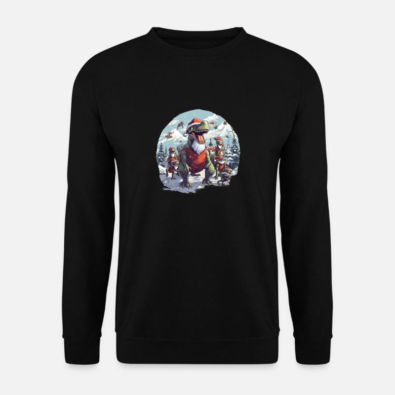 Dinos im winter oder Weihnachten Christmas feiern - Unisex Pullover - Schwarz