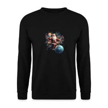 Santa flies through the universe with deer - Unisex Sweatshirt - black - Front - Alina (178cm) & Michal (187cm)