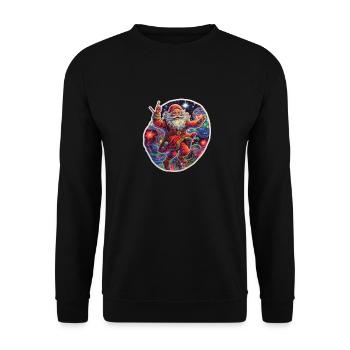 Santa Claus Santa Flies Through the Universe - Unisex Sweatshirt - black - Front - Alina (178cm) & Michal (187cm)