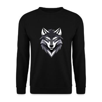 Wolf I Low Poly Art Logo Design - Unisex Pullover - Schwarz - Vorne - Alina (178cm) & Michal (187cm)