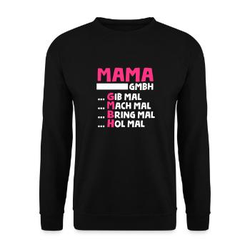 Mama GmbH - Geschenk - Unisex Pullover - Schwarz - Vorne - Alina (178cm) & Michal (187cm)