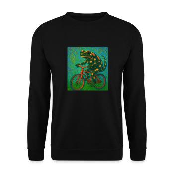 Feuersalamander fährt Fahrrad - Unisex Pullover - Schwarz - Vorne - Alina (178cm) & Michal (187cm)