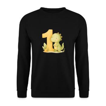 dino birthday / Geburtstag - Unisex Pullover - Schwarz - Vorne - Alina (178cm) & Michal (187cm)