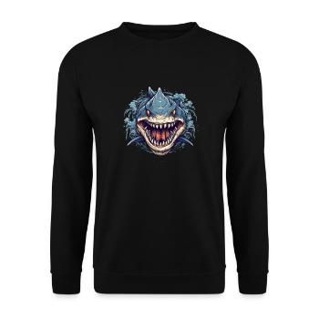 shark fish head - Unisex Sweatshirt - black - Front - Alina (178cm) & Michal (187cm)