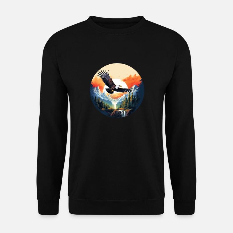 Majestätischer Adler in Berglandschaft - Unisex Pullover - Schwarz