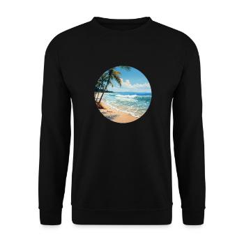 Lustige Strandabenteuer - Dein Sommerurlaubsshirt - Unisex Pullover - Schwarz - Vorne - Alina (178cm) & Michal (187cm)