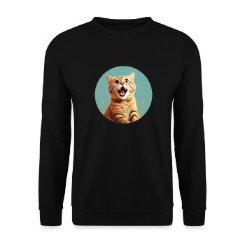 Süße junge Katze für alle Katzenfreunde - Unisex Pullover - Schwarz - Vorne - Alina (178cm) & Michal (187cm)