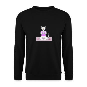 Yoga chat yoga chat bien-être détente - Sweat-shirt Unisexe - noir - Devant - Alina (178cm) & Michal (187cm)
