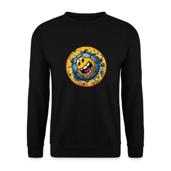 Fußball im Comic Style - Unisex Pullover - Schwarz - Vorne - Alina (178cm) & Michal (187cm)