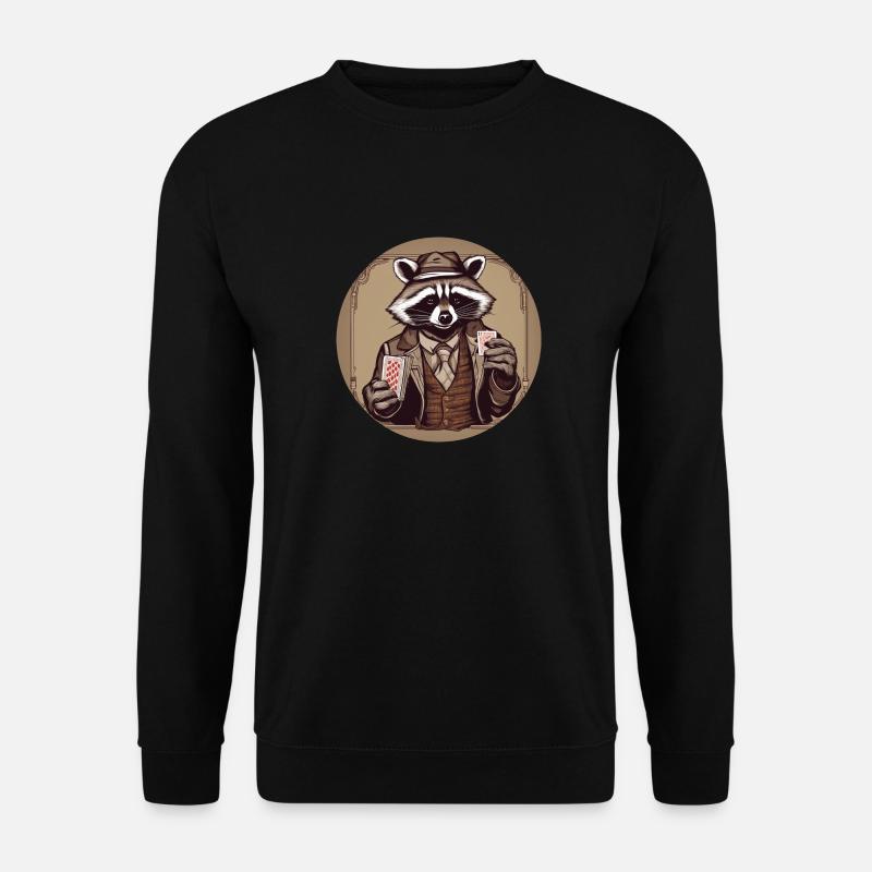 Poker Waschbär - Unisex Pullover - Schwarz