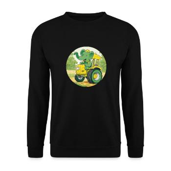 Elefant auf Traktor - Unisex Pullover - Schwarz - Vorne - Alina (178cm) & Michal (187cm)
