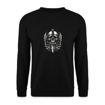 Winged Victory: Skull Crowned with Dagger - Unisex Sweatshirt - black - Front - Alina (178cm) & Michal (187cm)