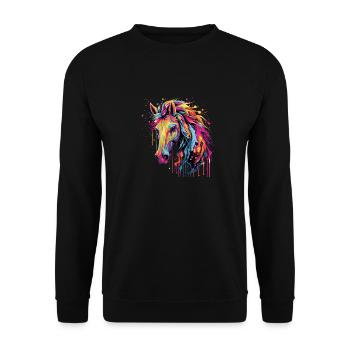 Pferdeliebe - Unisex Pullover - Schwarz - Vorne - Alina (178cm) & Michal (187cm)