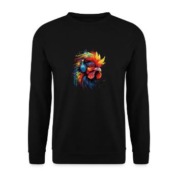 DJ Hahn hört Musik - Unisex Pullover - Schwarz - Vorne - Alina (178cm) & Michal (187cm)